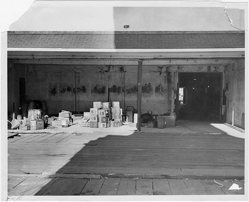 Boxes and crates at the construction site of Pacific Ocean Park, Santa Monica, Calif