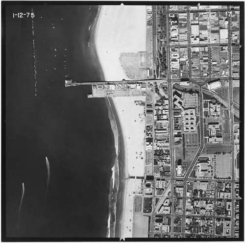 Aerial survey of Santa Monica beaches and coastline north to south from Santa Monica Canyon to the Santa Monica Pier (Image #7, 1 inch=500 feet) flown January 12, 1975