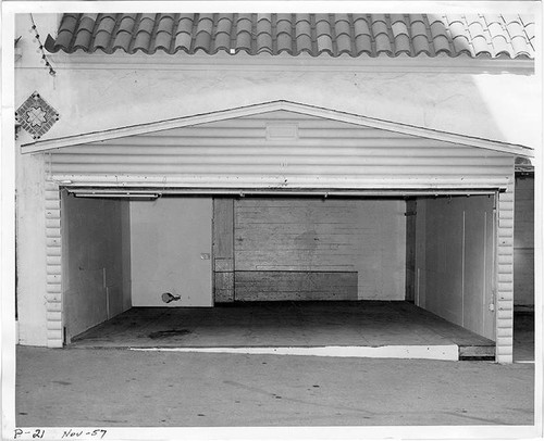 Garage space on the Pacific Ocean Park construction site in November, 1957, Santa Monica, Calif