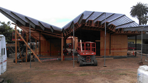 Construction of Pico Branch Library looking from the east, July 11, 2013, Santa Monica, Calif