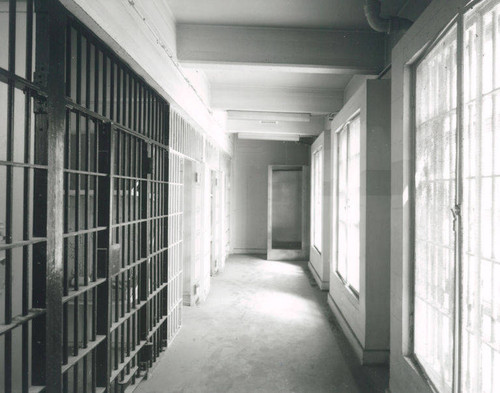 Interior of the Santa Monica City Hall Jail Wing designed by architects Joseph M. Estep and Donald B. Parkinson built with PWA funds in 1938-1939