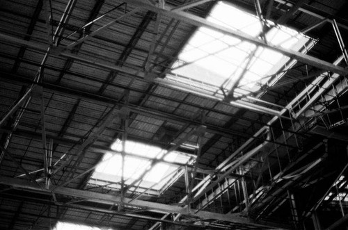 Interior of the Santa Monica Main Library at 1343 Sixth Street gutted for asbestos removal during 1986-87