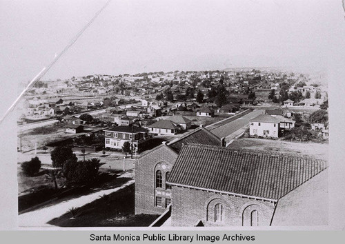 Santa Monica High School (between Fourth Street and Seventh Street on Michigan Avenue and Pico Blvd.) looking northwest