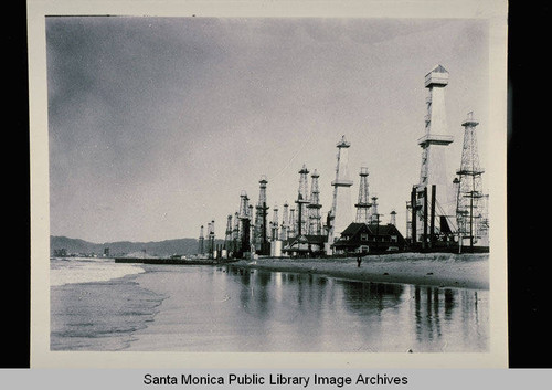 Venice Del Rey Beach, Venice, Calif. with oil wells