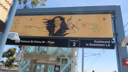 Artwork on gateway arches at Expo Line Palms station, April 28, 2017