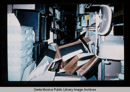 Northridge earthquake, Santa Monica Public Library, Main Library, Periodicals Department, first floor, January 17, 1994