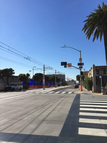 Expo Line train tracks at 7th Street and Colorado Avenue in Santa Monica, January 28, 2016