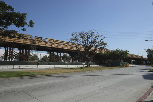 Olympic Bridge under construction as part of Expo Line rail service extension to Santa Monica, June 16, 2013