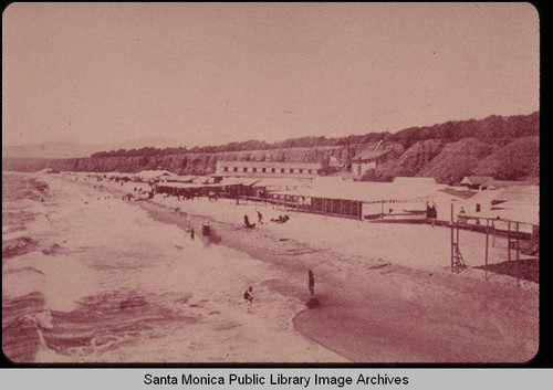 Beach and first Santa Monica bathhouse