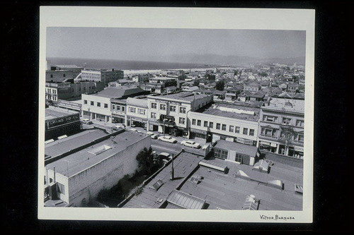 Pier Avenue looking north towards Santa Monica Pier with the Metropole Hotel in foreground (Ocean Park Redevelopment Project)