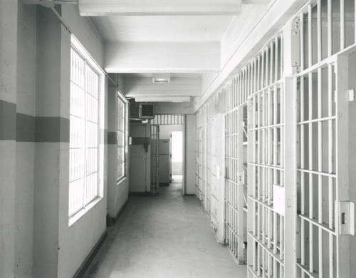 Interior of the Santa Monica City Hall Jail Wing designed by architects Joseph M. Estep and Donald B. Parkinson built with PWA funds in 1938-1939