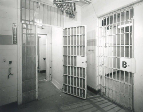 Interior of the Santa Monica City Hall Jail Wing designed by architects Joseph M. Estep and Donald B. Parkinson built with PWA funds in 1938-1939