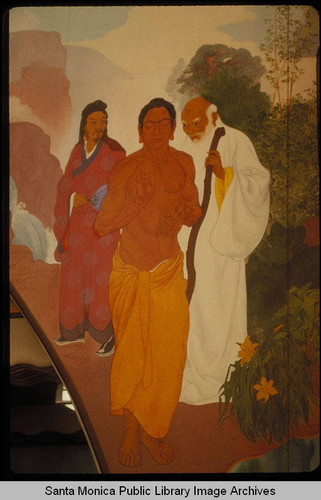 Stanton Macdonald Wright murals in the Santa Monica Public Library (503 Santa Monica Blvd.) installed August 25, 1935 : Confucius, Buddha and Lao Tzu