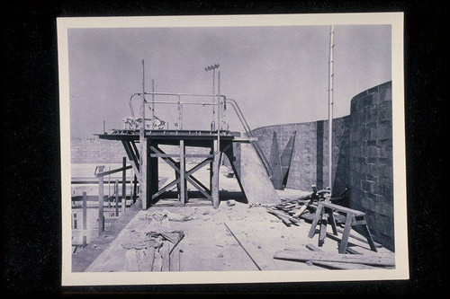 Construction of the diving tower at the Santa Monica Municipal Pool, April 20, 1950