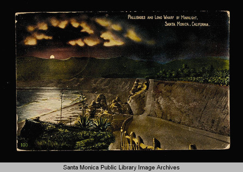Palisades and Santa Monica Bay by moonlight