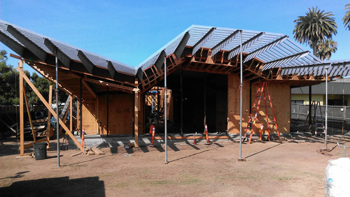 Construction of Pico Branch Library looking from the east, July 18, 2013, Santa Monica, Calif