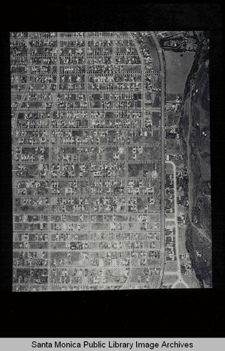 Aerial survey of the City of Santa Monica north to south (north on right side of the image) Santa Monica Canyon to Alta Avenue including San Vicente Blvd., Carlyle and Georgina Avenues (Job#C235-E3) flown in June 1928