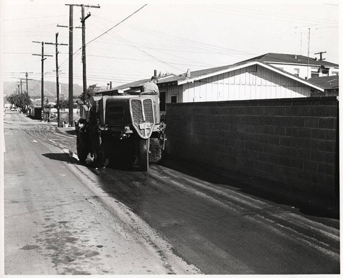 Sanitation worker and truck, Santa Monica, Calif