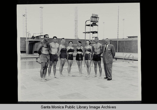 Santa Monica Recreation Department Life Guards at the Municipal Pool on July 20, 1956