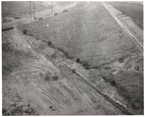 Santa Monica Municipal Airport drainage project repairing storm damage, January 19, 1953