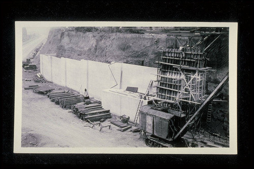 Construction of the Olympic tunnel (McClure Tunnel) at Olympic Blvd. and Pacific Coast Highway in October, 1935