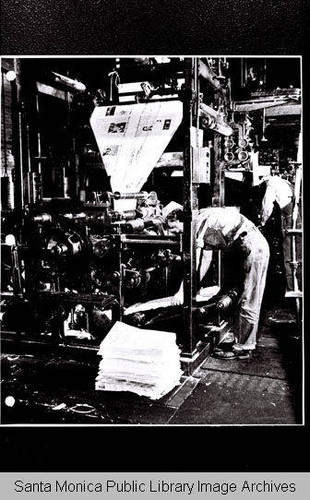 The "Douglas Airview News" published by the Douglas Aircraft Company rolls off the press