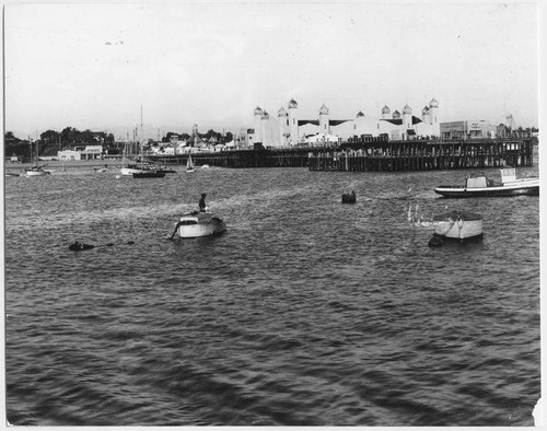 Santa Monica Yacht Harbor and the La Monica Ballroom on the Santa Monica Pier