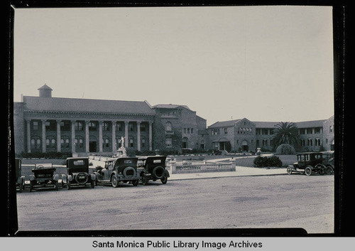 Automobiles in front of Venice High School, April 6, 1927