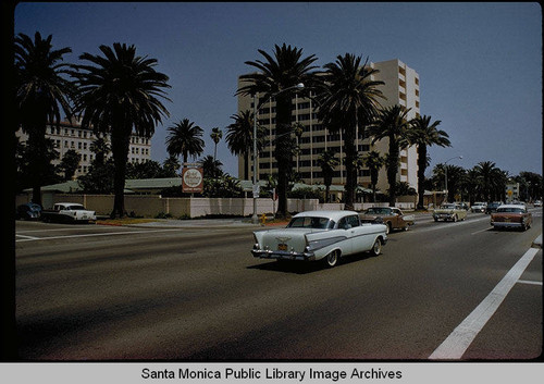 Automobiles on Ocean Avenue, Santa Monica, Calif