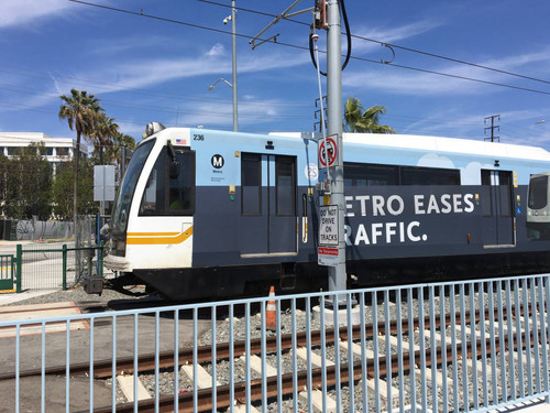 Testing Expo Line train at 26th St/Bergamot station, April 3, 2016