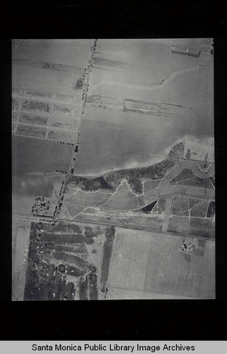 Aerial Survey of the City of Santa Monica north to south (north on right side of the image) Clover Field in the upper right corner where Centinela intersects National Blvd. and Grandview (Job#C235) flown in June 1928