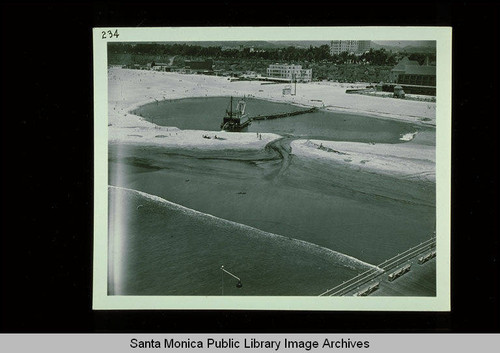 Dredging the lagoon in front of the Deauville Club, June 15, 1939