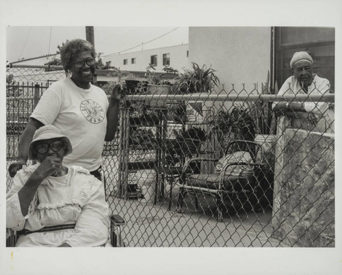 Three women in their neighborhood, Neighborhood Resource and Development Corporation, Santa Monica, Calif