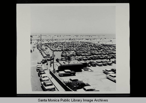 Beach parking on July 17, 1955, Santa Monica, Calif