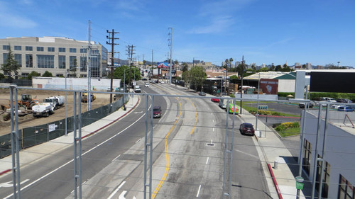 View of Sepulveda Boulevard looking north from Expo Line Expo/Sepulveda station, April 28, 2017