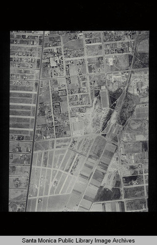 Aerial survey of the City of Santa Monica north to south (north on right side of the image) Gladding McBean Clay Products (upper right edge of image on 24th and Colorado Avenue) to PIco Blvd. (Job#C235-F8) flown in June 1928