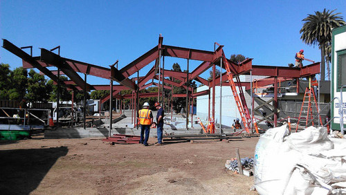 Construction of Pico Branch Library looking from the east, April 25, 2013, Santa Monica, Calif