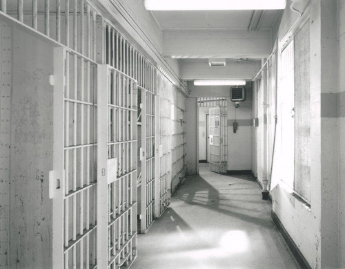 Interior of the Santa Monica City Hall Jail Wing designed by architects Joseph M. Estep and Donald B. Parkinson built with PWA funds in 1938-1939