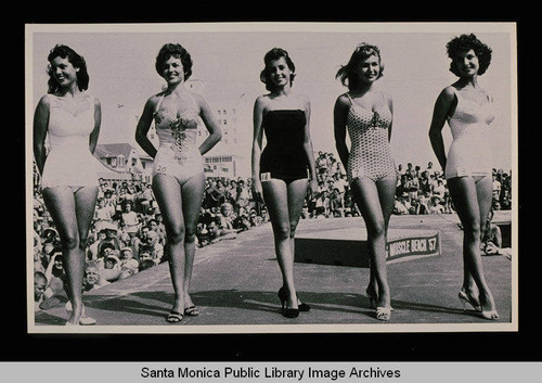 Finalists in the Miss Muscle Beach Contest, Santa Monica, Calif