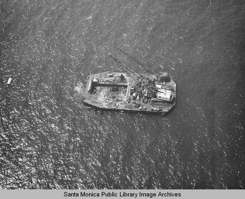 View of a barge in Santa Monica Bay, July 10, 1975, 2:30 PM