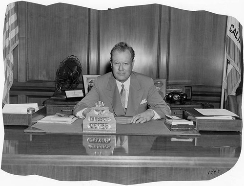 Mayor Leonard Murray at his desk, Santa Monica, Calif