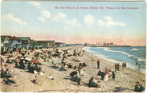 Beach looking south to the Venice Pier, Los Angeles, Calif