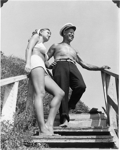 Captain George Watkins, dean of lifeguards, and Louise Hill, Santa Monica, Calif