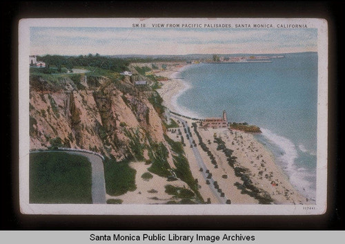 Gold Coast from Palisades Park looking south to the lighthouse and the Santa Monica Pier on June 29, 1929