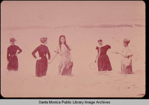 Nurses from the National Military Home in the surf, Santa Monica, Calif. August, 1895