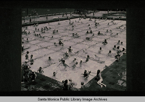 Swimmers in the Santa Monica Municipal Swimming Pool at Santa Monica College