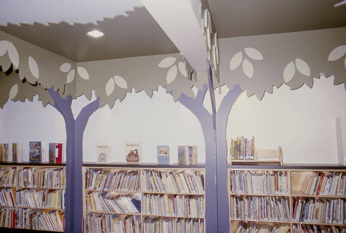Interior of the Montana Avenue Branch Library at 1704 Montana Avenue in Santa Monica showing the 2001-02 remodel designed by Architects Killefer Flammang