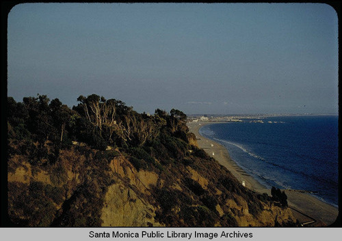 The bluffs of Pacific Palisades looking south to the Santa Monica Pier and beaches