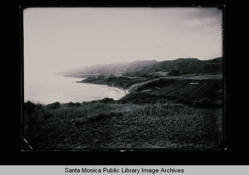View from the Palisades looking toward Malibu showing Inceville, the famed early movie studio founded by Thomas H. Ince