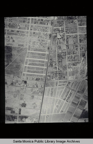 Aerial survey of the City of Santa Monica north to south (north on right side of the image) Pico Blvd. runs through the center of image (Job#C235-F9) flown in June 1928